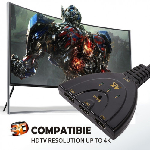3 en 1 entrée HDMI 4K x 2K adaptateur de commutateur queue de cochon HDTV Splitter SH88851042-07