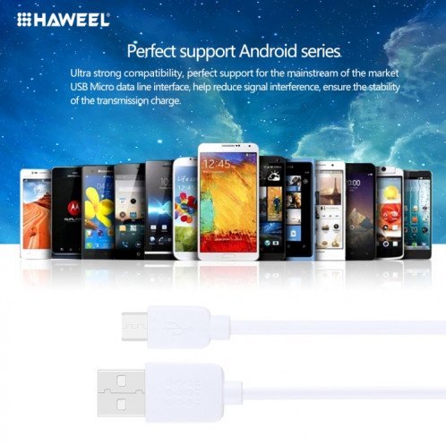 3 pcs haweel 1M haute vitesse micro USB sur USB Data Sync Kits de chargement, Pour Samsung, Huawei, Xiaomi, LG, HTC et d'autres smartphones SH4013448-08