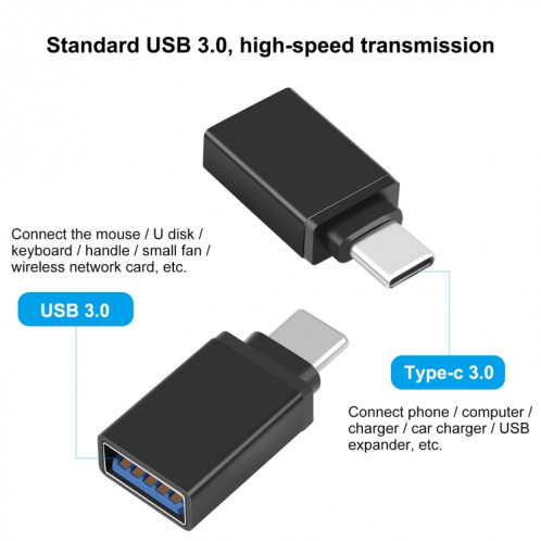 Adaptateur de transmission de données HAWEEL USB-C / Type-C mâle vers USB 3.0 femelle OTG (noir) SH029B538-06