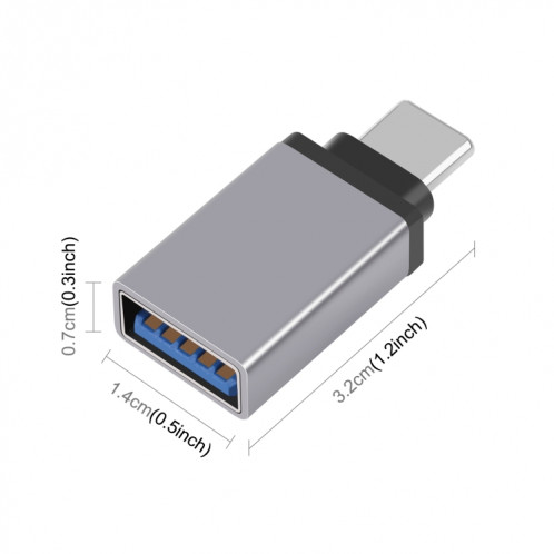 Adaptateur de transmission de données HAWEEL USB-C / Type-C mâle vers USB 3.0 femelle OTG (gris) SH029H1288-06