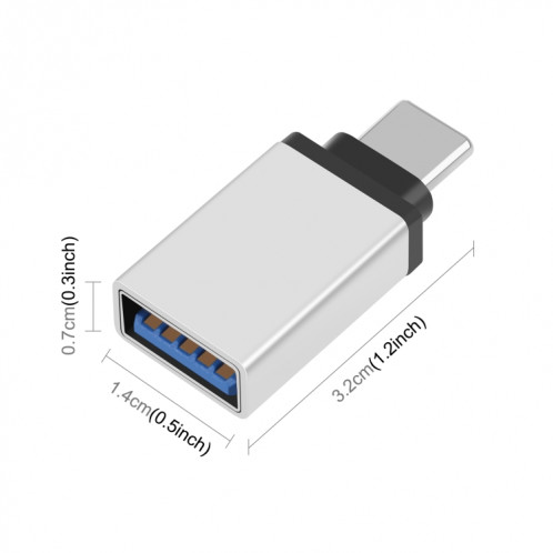 Adaptateur de transmission de données HAWEEL USB-C / Type-C mâle vers USB 3.0 femelle OTG (argent) SH029S1664-06