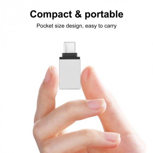 Adaptateur de transmission de données HAWEEL USB-C / Type-C mâle vers USB 3.0 femelle OTG (argent) SH029S1664-06