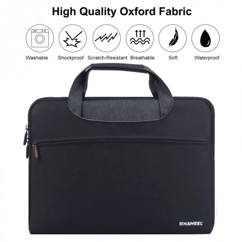 HAWEEL 13.3 pouces Zipper Handheld Laptop Bag, pour Macbook, Samsung, Lenovo, Sony, DELL Alienware, CHUWI, ASUS, HP, 13,3 pouces et ci-dessous Ordinateurs portables (Noir) SH113B1746-019