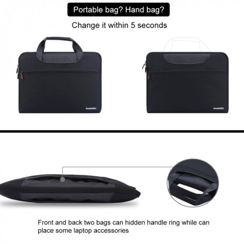 HAWEEL 13.3 pouces Zipper Handheld Laptop Bag, pour Macbook, Samsung, Lenovo, Sony, DELL Alienware, CHUWI, ASUS, HP, 13,3 pouces et ci-dessous Ordinateurs portables (Noir) SH113B1746-019
