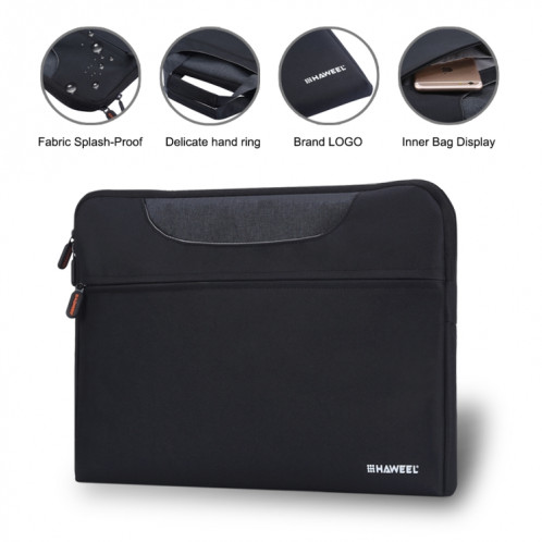 HAWEEL 13.3 pouces Zipper Handheld Laptop Bag, pour Macbook, Samsung, Lenovo, Sony, DELL Alienware, CHUWI, ASUS, HP, 13,3 pouces et ci-dessous Ordinateurs portables (Noir) SH113B1746-019