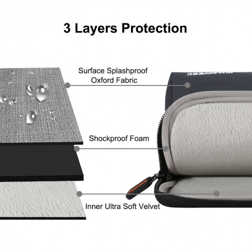 HAWEEL 13.3 pouces Zipper Handheld Laptop Bag, pour Macbook, Samsung, Lenovo, Sony, DELL Alienware, CHUWI, ASUS, HP, 13,3 pouces et ci-dessous Ordinateurs portables (Noir) SH113B1746-019