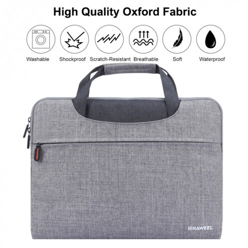 HAWEEL 13.3 pouces Zipper Handheld Laptop Bag, pour Macbook, Samsung, Lenovo, Sony, Dell Alienware, CHUWI, ASUS, HP, 13,3 pouces et ci-dessous Ordinateurs portables (Gris) SH113H551-019