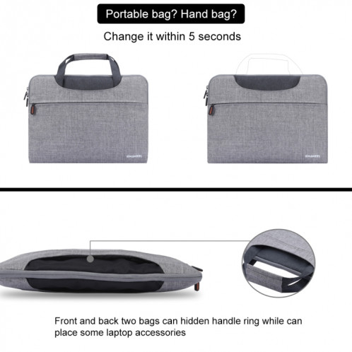 HAWEEL 13.3 pouces Zipper Handheld Laptop Bag, pour Macbook, Samsung, Lenovo, Sony, Dell Alienware, CHUWI, ASUS, HP, 13,3 pouces et ci-dessous Ordinateurs portables (Gris) SH113H551-019