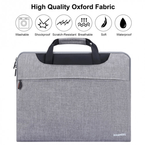 HAWEEL 15,6 pouces Zipper Shoulder poche ordinateur portable sac, pour Macbook, Samsung, Lenovo, Sony, DELL Alienware, CHUWI, ASUS, HP, 15,6 pouces et ci-dessous Ordinateurs portables (Gris) SH115H448-017