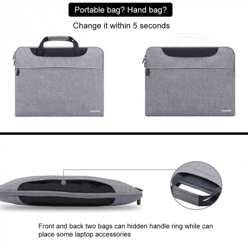 HAWEEL 15,6 pouces Zipper Shoulder poche ordinateur portable sac, pour Macbook, Samsung, Lenovo, Sony, DELL Alienware, CHUWI, ASUS, HP, 15,6 pouces et ci-dessous Ordinateurs portables (Gris) SH115H448-017