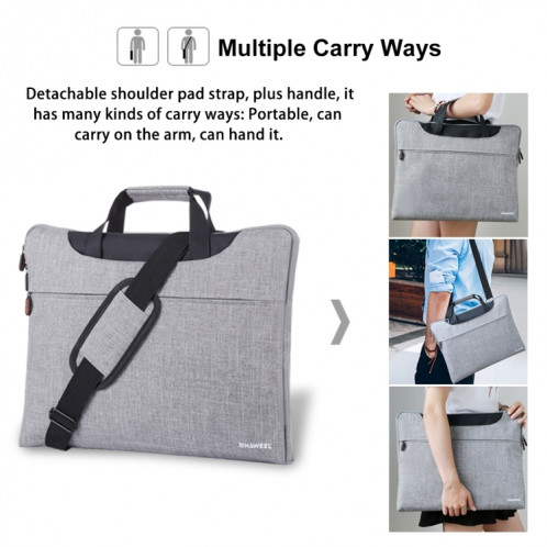 HAWEEL 15,6 pouces Zipper Shoulder poche ordinateur portable sac, pour Macbook, Samsung, Lenovo, Sony, DELL Alienware, CHUWI, ASUS, HP, 15,6 pouces et ci-dessous Ordinateurs portables (Gris) SH115H448-017