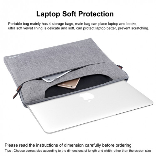 HAWEEL 15,6 pouces Zipper Shoulder poche ordinateur portable sac, pour Macbook, Samsung, Lenovo, Sony, DELL Alienware, CHUWI, ASUS, HP, 15,6 pouces et ci-dessous Ordinateurs portables (Gris) SH115H448-017