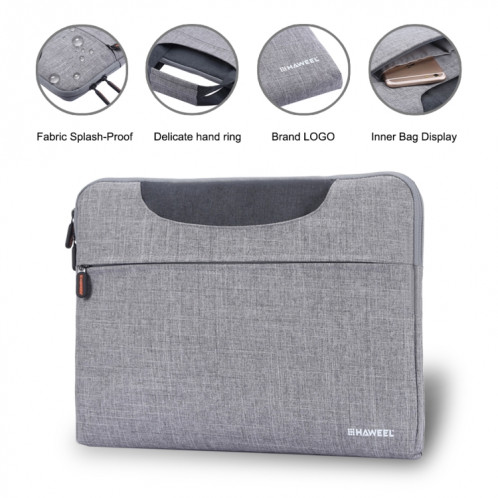 HAWEEL 15,6 pouces Zipper Shoulder poche ordinateur portable sac, pour Macbook, Samsung, Lenovo, Sony, DELL Alienware, CHUWI, ASUS, HP, 15,6 pouces et ci-dessous Ordinateurs portables (Gris) SH115H448-017