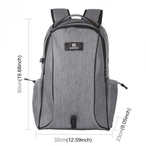 HAWEEL Sac à dos pour ordinateur portable extérieur en toile à double épaule (gris) SH161H608-09