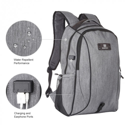 HAWEEL Sac à dos pour ordinateur portable extérieur en toile à double épaule (gris) SH161H608-09