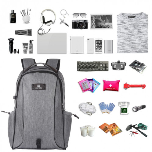 HAWEEL Sac à dos pour ordinateur portable extérieur en toile à double épaule (gris) SH161H608-09