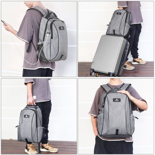 HAWEEL Sac à dos pour ordinateur portable extérieur en toile à double épaule (gris) SH161H608-09