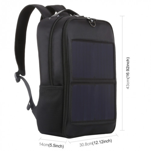 HAWEEL Sac à dos pour ordinateur portable à panneau solaire 14W avec poignée et port de charge USB 5V / 2.1A Max (noir) SH180B777-017