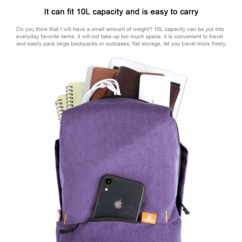HAWEEL 10L Sac à dos Coloré Unisexe Loisirs Sports Chest Pack Sacs de voyage, Support anti-vol / Fonction étanche (Violet) SH190P1973-014