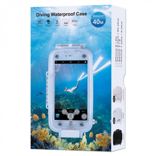 HAWEEL pour iPhone 8 Plus & 7 Plus 40m / 130ft Imperméable À L'eau Boîtier de Plongée Sous-Marine (Transparent) SH503T23-019