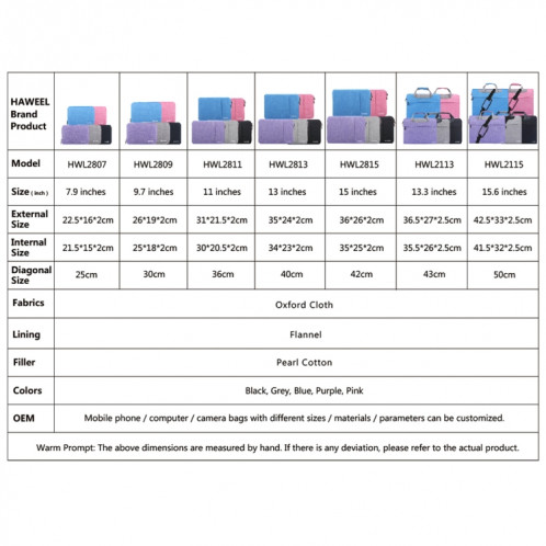 Housse de transport HAWEEL 9,7 pouces Sleeve Case Mallette, pour iPad 9,7 pouces / iPad Pro 9,7 pouces, Galaxy, Lenovo, Sony, Xiaomi, tablettes Huawei 9,7 pouces (Violet) SH809P1095-011