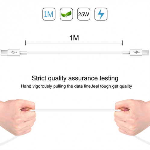 Haweel 25W 3A Type-C / USB-C à Type-C / USB-C PD Câble de données de charge rapide, longueur: 1M SH4037613-07