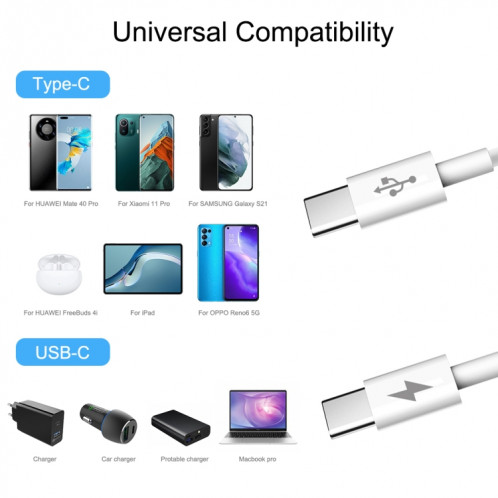 Haweel 25W 3A Type-C / USB-C à Type-C / USB-C PD Câble de données de charge rapide, longueur: 1M SH4037613-07