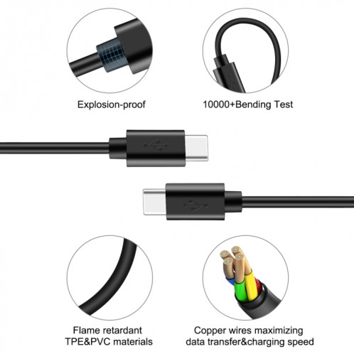 Haweel 1M 25W 3A Type-C / USB-C à Type-C / USB-C Câble de données de charge rapide avec OTG SH40411884-06