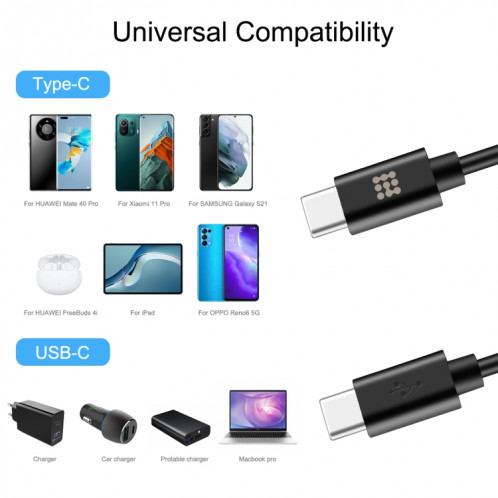Haweel 1M 25W 3A Type-C / USB-C à Type-C / USB-C Câble de données de charge rapide avec OTG SH40411884-06