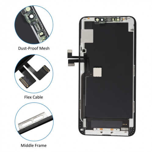 Écran LCD matériel OLED et numériseur complet avec cadre pour iPhone 11 Pro Max (noir) SH001B149-05