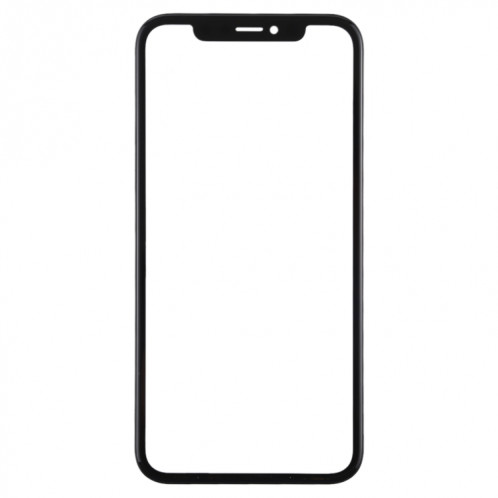 Lentille en verre extérieur de l'écran avant avec cadre et adhésif OCA optiquement transparent pour iPhone 11 (noir) SH048B1856-06