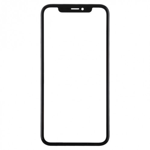 Lentille en verre extérieur de l'écran avant avec cadre et adhésif OCA optiquement transparent pour iPhone 11 (noir) SH048B1856-06