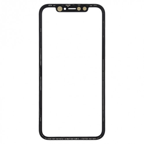 Lentille en verre extérieur de l'écran avant avec cadre et adhésif OCA optiquement transparent pour iPhone 11 (noir) SH048B1856-06