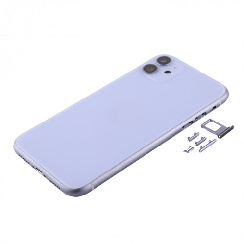 Couvercle arrière du boîtier avec plateau pour carte SIM, touches latérales et objectif de caméra pour iPhone 11 (violet) SH059P1892-06