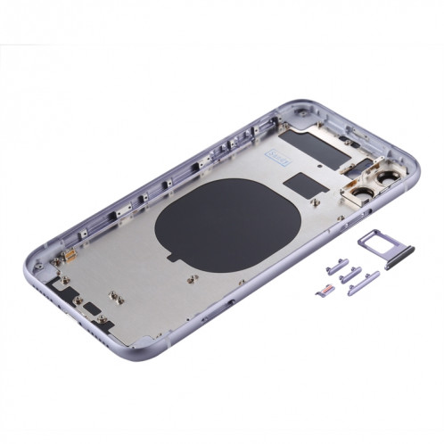 Couvercle arrière du boîtier avec plateau pour carte SIM, touches latérales et objectif de caméra pour iPhone 11 (violet) SH059P1892-06