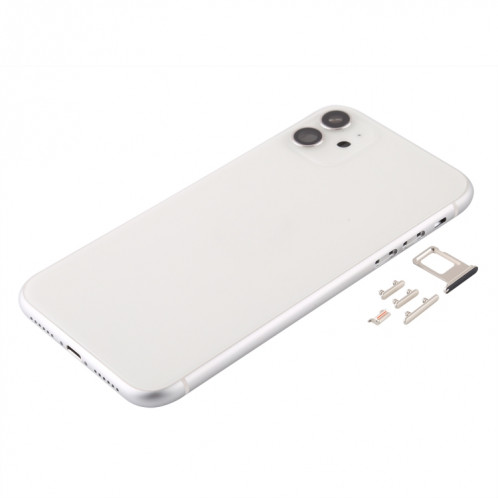 Couvercle arrière du boîtier avec plateau pour carte SIM, touches latérales et objectif de l'appareil photo pour iPhone 11 (blanc) SH059W536-06