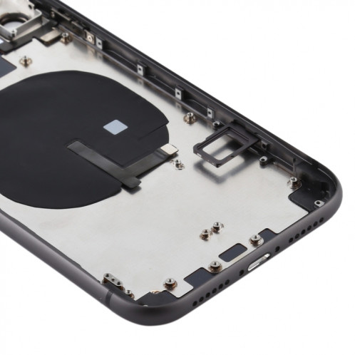 Couvercle arrière de la batterie (avec touches latérales et plateau de carte et câble d'alimentation + volume flexible et module de charge sans fil) pour iPhone 11 (noir) SH72BL1603-06