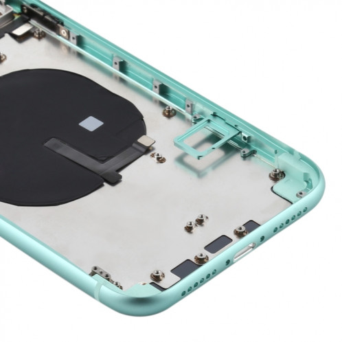Couvercle arrière de la batterie (avec touches latérales et plateau de carte et câble d'alimentation + volume flexible et module de charge sans fil) pour iPhone 11 (vert) SH72GL749-06
