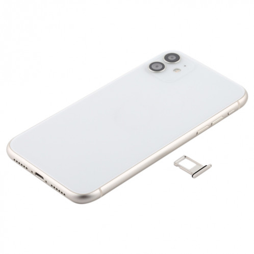 Couvercle arrière de la batterie (avec touches latérales et plateau de carte et câble d'alimentation + volume flexible et module de charge sans fil) pour iPhone 11 (blanc) SH72WL1789-06