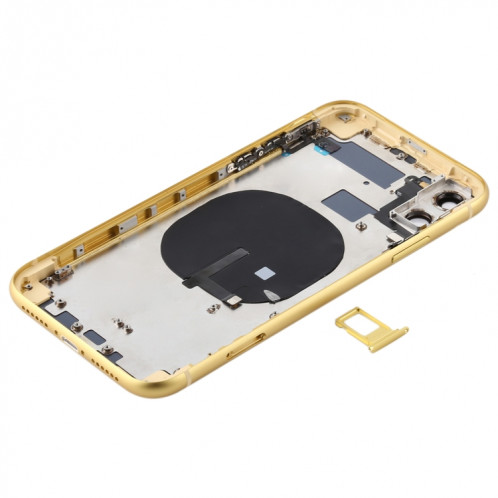 Couvercle arrière de la batterie (avec touches latérales et plateau de carte et câble d'alimentation + volume flexible et module de charge sans fil) pour iPhone 11 (jaune) SH72YL368-06