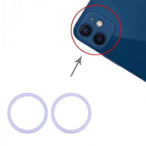 Anneau de protection en métal pour objectif en verre de caméra arrière 2 PCS pour iPhone 12 (violet) SH012P1923-04