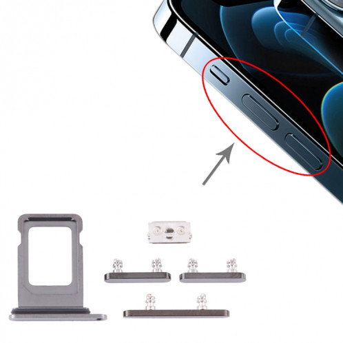 Plateau de la carte SIM + touches latérales pour iPhone 12 Pro (graphite) SH17GR515-04