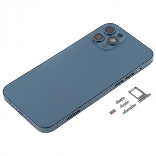 Couvercle arrière du boîtier avec plateau pour carte SIM, touches latérales et objectif de l'appareil photo pour iPhone 12 Pro (bleu) SH77DL398-06