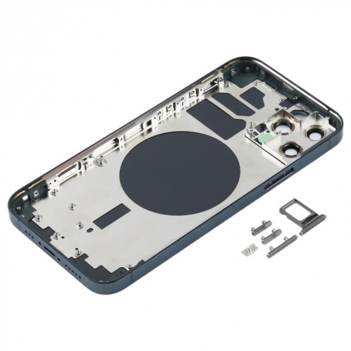 Couvercle arrière du boîtier avec plateau pour carte SIM, touches latérales et objectif de l'appareil photo pour iPhone 12 Pro (bleu) SH77DL398-06