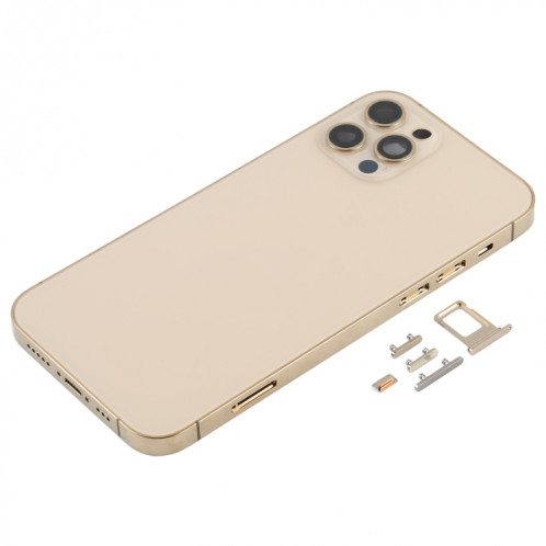 Couvercle arrière du boîtier avec plateau pour carte SIM, touches latérales et objectif de l'appareil photo pour iPhone 12 Pro (or) SH77JL1220-06
