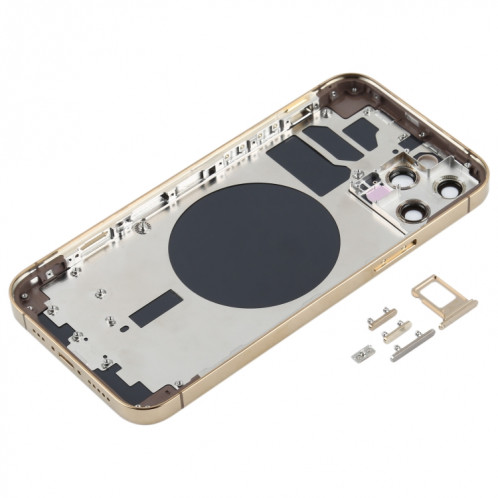 Couvercle arrière du boîtier avec plateau pour carte SIM, touches latérales et objectif de l'appareil photo pour iPhone 12 Pro (or) SH77JL1220-06