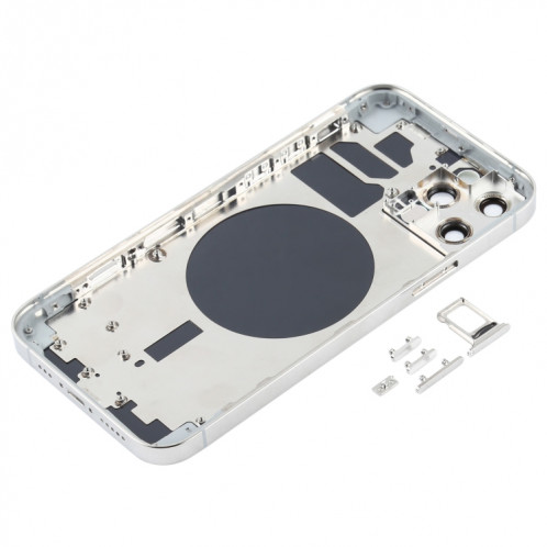 Couvercle arrière du boîtier avec plateau de la carte SIM, touches latérales et objectif de l'appareil photo pour iPhone 12 Pro (blanc) SH77WL1033-06