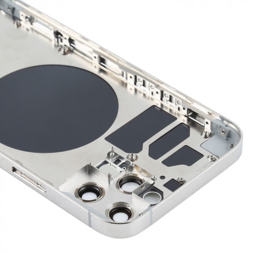 Couvercle arrière du boîtier avec plateau de la carte SIM, touches latérales et objectif de l'appareil photo pour iPhone 12 Pro (blanc) SH77WL1033-06