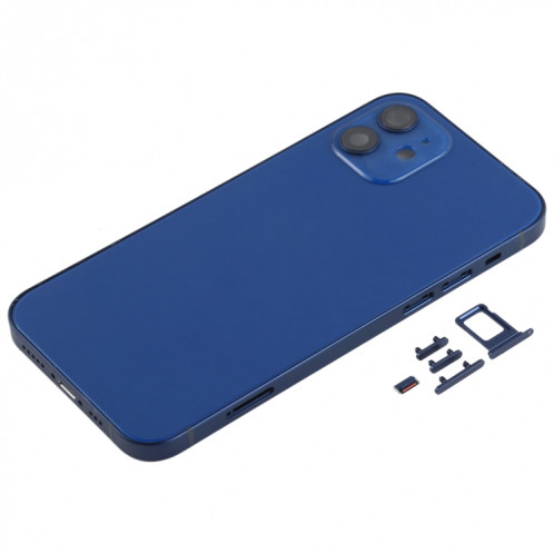 Couvercle arrière du boîtier avec plateau pour carte SIM, touches latérales et objectif de l'appareil photo pour iPhone 12 (bleu) SH78DL414-06