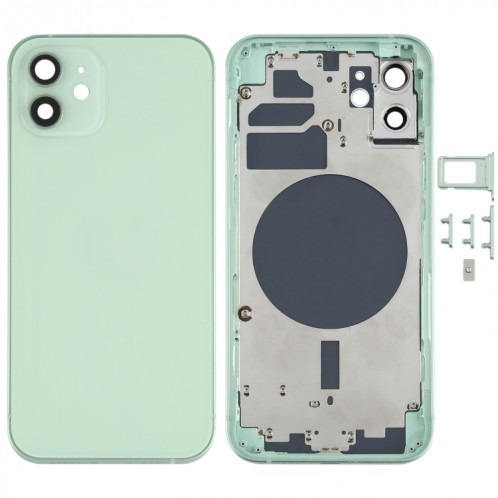 Couvercle arrière du boîtier avec plateau pour carte SIM, touches latérales et objectif de l'appareil photo pour iPhone 12 (vert) SH78GL935-06